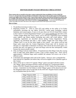 2010 WGR GOLDEN NUGGET BINGO HAT TRICK CONTEST