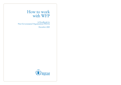 How to work with WFP A Handbook for Non-Governmental Organizations (NGOs)