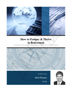 SAMPLE How to Prosper &amp; Thrive in Retirement Bob Planner