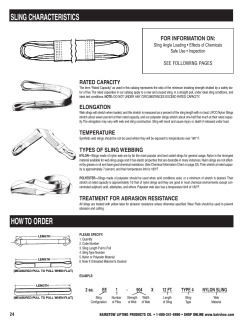 WEAR PADS AND SLING CHARACTERISTICS FOR INFORMATION ON: RATED CAPACITY SEE PAGES 21,22,23