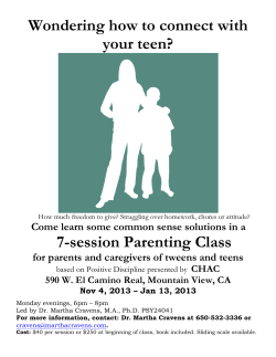 Wondering how to connect with your teen? 7-session Parenting Class