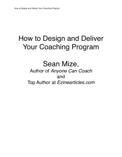 How to Design and Deliver Your Coaching Program Sean Mize, Anyone Can Coach