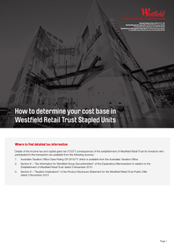 How to Determine Cost Base in Westfield Retail Trust Stapled Units