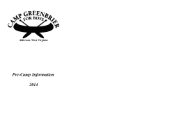 Pre-Camp Information  2014