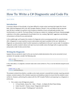 How To: Write a C# Diagnostic and Code Fix  April 2014