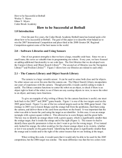 How to be Successful at Botball 1.0 Introduction