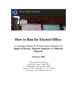 How to Run for Elected Office:  Judge of Election