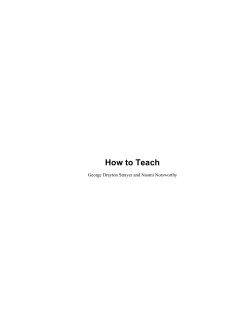 How to Teach George Drayton Strayer and Naomi Norsworthy