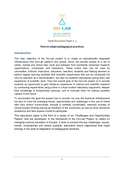 How to adapt pedagogical practices Introduction  Golab Discussion Paper n. 3