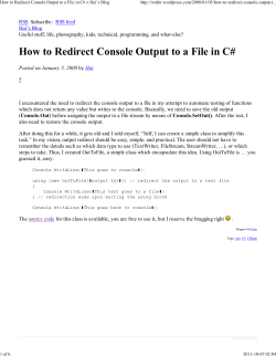 How to Redirect Console Output to a File in C# «...