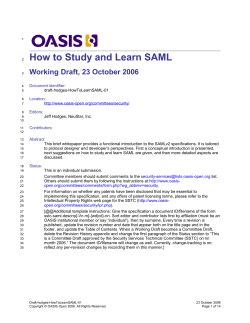 How to Study and Learn SAML Working Draft, 23 October 2006