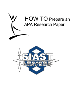 HOW TO Prepare an APA Research Paper