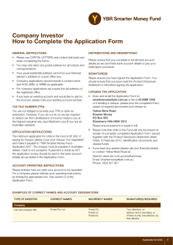 Company Investor How to Complete the Application Form