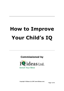 How to Improve Your Child’s IQ  Commissioned by