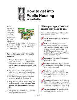How to get into Public Housing in Nashville \When you apply, take the