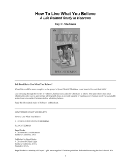 How To Live What You Believe Ray C. Stedman