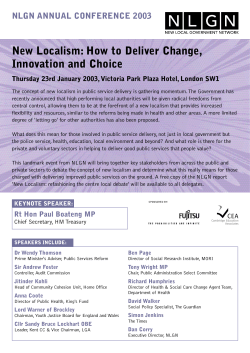 New Localism: How to Deliver Change, Innovation and Choice