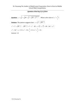 Dr. Huasong Yin, Author of MathCounts Preparation: How to Excel... School Math Competitions. Question of the Day 3/11/2014