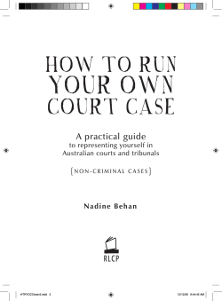 A practical guide Nadine Behan to representing yourself in Australian courts and tribunals
