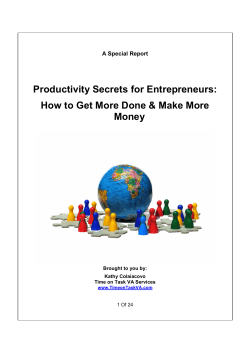 Productivity Secrets for Entrepreneurs: Money A Special Report