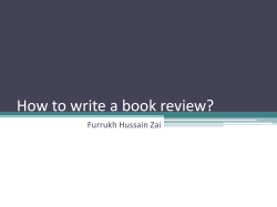How to write a book review? Furrukh Hussain Zai