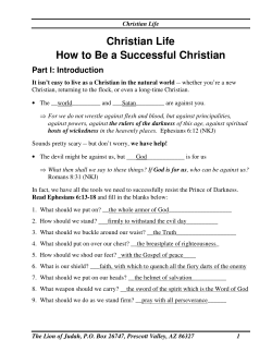 Christian Life How to Be a Successful Christian Part I: Introduction