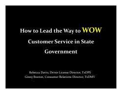 WOW How to Lead the Way to Customer Service in State Government