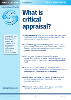 What is critical appraisal? What is...? series
