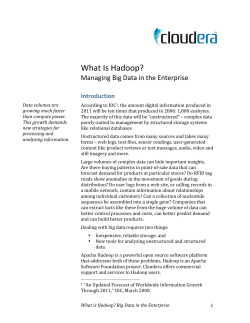   What Is Hadoop?  Managing Big Data in the Enterprise  Introduction 