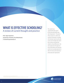 WHAT IS EFFECTIVE SCHOOLING? A review of current thought and practice