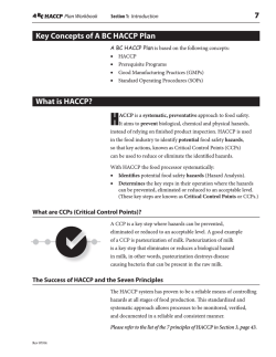 7 Key Concepts of A BC HACCP Plan