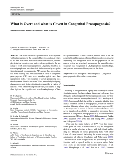 What is Overt and what is Covert in Congenital Prosopagnosia? REVIEW