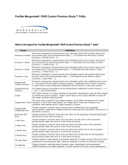 FactSet Mergerstat® / BVR Control Premium Study™ FAQs