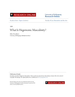 What Is Hegemonic Masculinity? Research Online University of Wollongong Mike Donaldson