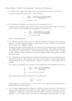1 Richard Thomas - FK4005 &ldquo;Thermodynamik&rdquo; - Solutions to R&uml; akn&uml; ovningar