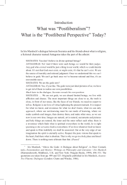 What was “Postliberalism”? What is the “Postliberal Perspective” Today? Introduction