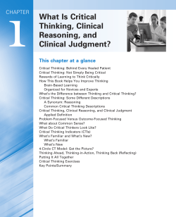 1 What Is Critical Thinking, Clinical Reasoning, and