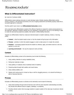 What Is Differentiated Instruction? Page 1 of 2 Reading Rockets: Tomlinson