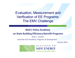 Evaluation, Measurement and Verification of EE Programs: The EMV Challenge NGA’s Policy Academy