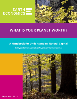 WHAT IS YOUR PLANET WORTH? A Handbook for Understanding Natural Capital
