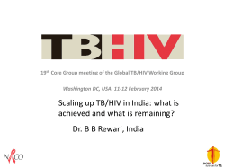 Scaling up TB/HIV in India: what is 19