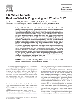 3.6 Million Neonatal Deaths—What Is Progressing and What Is Not?