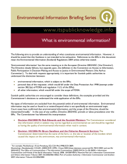 Environmental Information Briefing Series What is environmental information?