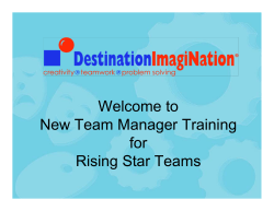 Welcome to New Team Manager Training for Rising Star Teams