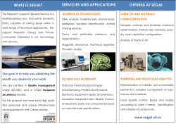 SERVICIES AND APPLICATIONS        ... WHAT IS SEGAI?  BIOMEDICAL TECHNOLOGIES: