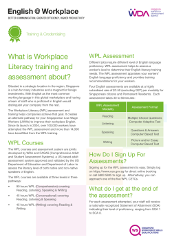 What is Workplace Literacy training and English @ Workplace WPL Assessment