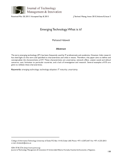 Emerging Technology: What  is  it? Mohanad Halaweh Abstract