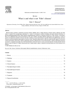 What is and what is not ‘Fahr’s disease’ Bala V. Manyam* Review