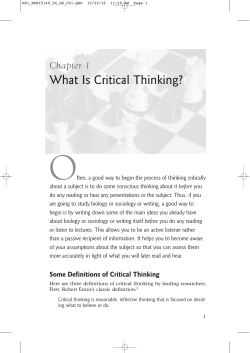 O What Is Critical Thinking? Chapter 1