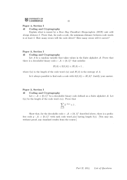 Paper 4, Section I 4I Coding and Cryptography